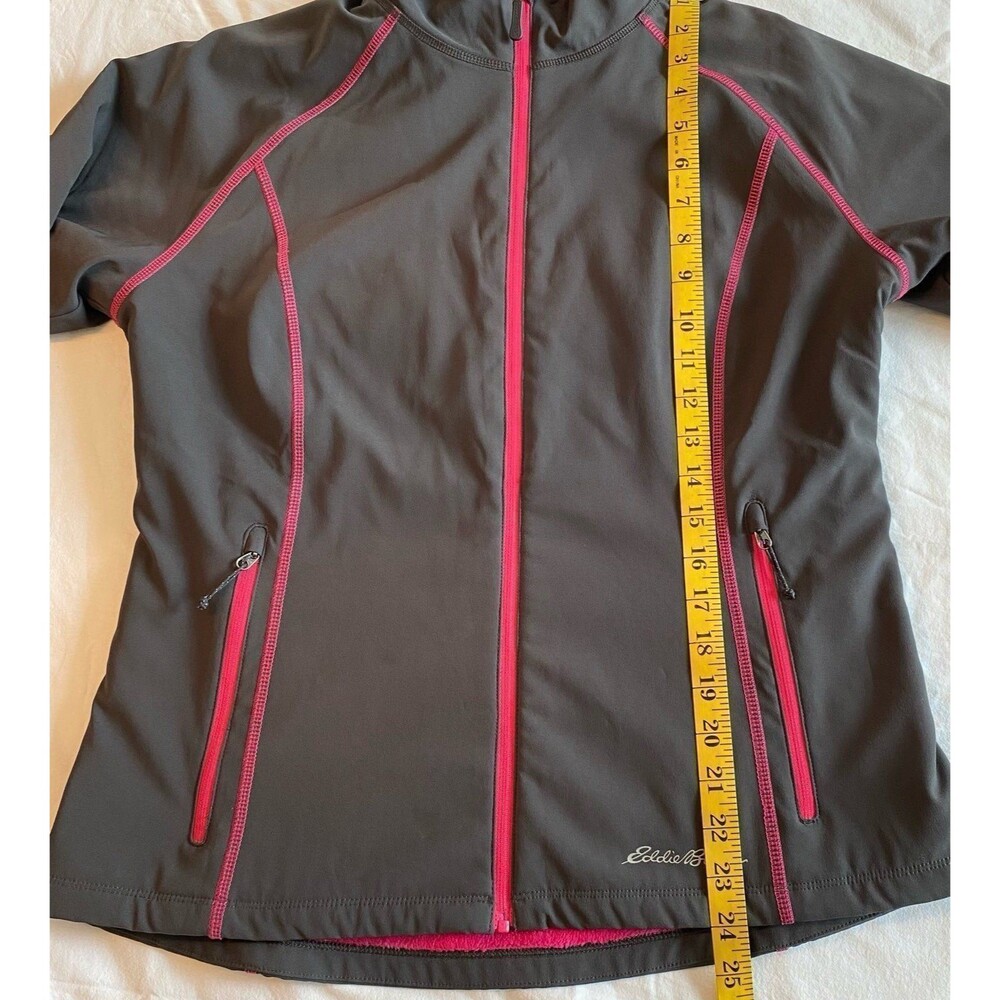 Eddie Bauer Jacket Women's Size M Gray Pink Fleece Soft Shell Full Zip Hooded - Picture 8 of 9